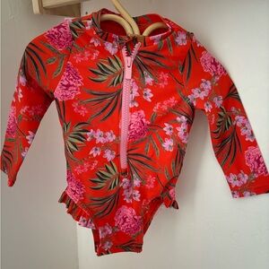 Floral Red Kids Swimwear